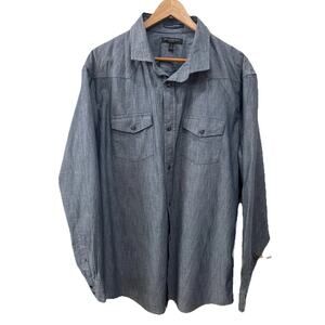 Banana Republic Mens Slim Fit Chambray XL Button Down Shirt Pockets Blue Western